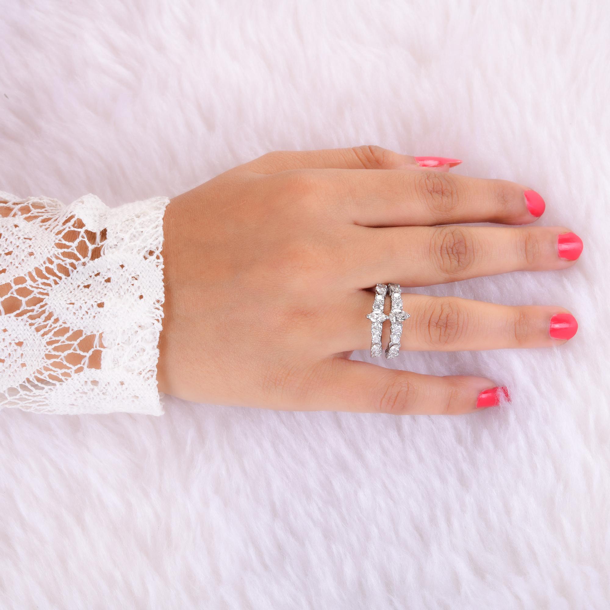 Natürlicher natürlicher 2,20 Karat SI/H Diamant Stapelbarer Ring 18 Karat Weißgold feiner Schmuck im Zustand „Neu“ im Angebot in Diera, Dubai