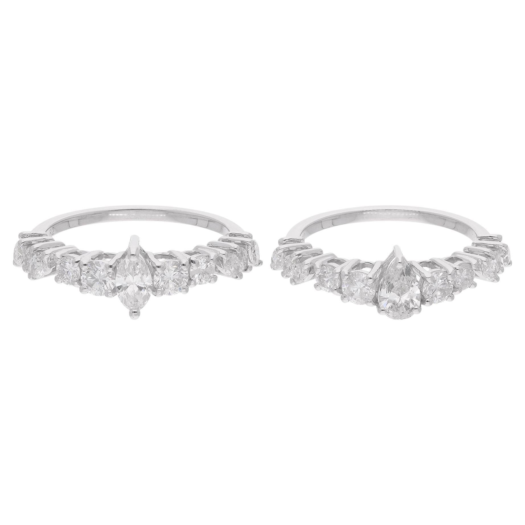 Natürlicher natürlicher 2,20 Karat SI/H Diamant Stapelbarer Ring 18 Karat Weißgold feiner Schmuck im Angebot 1