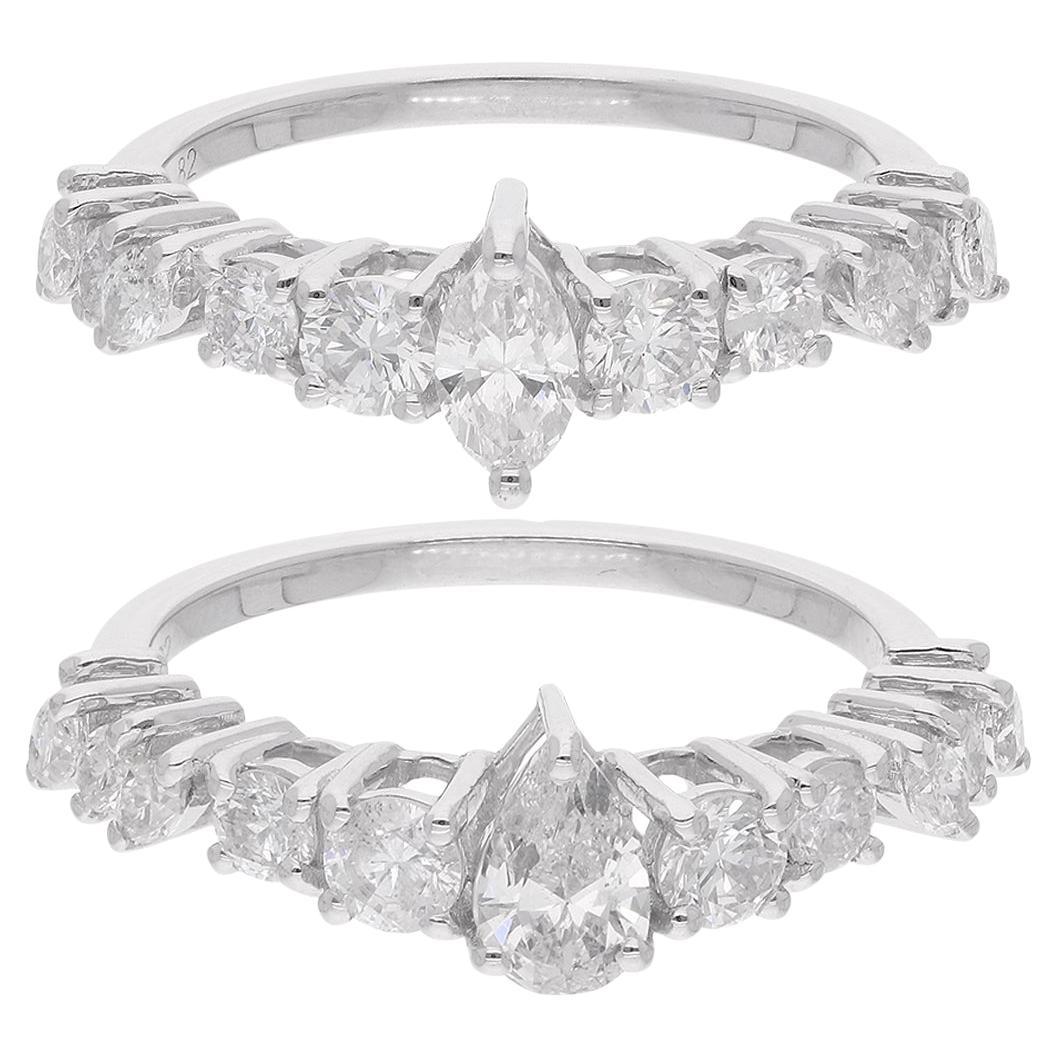 Natural 2.20 Carat SI/H Diamond Stackable Ring 18 Karat White Gold Fine Jewelry