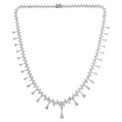 Natural 22.09 Carat SI/H Diamond 18 Karat White Gold Choker Necklace Jewelry