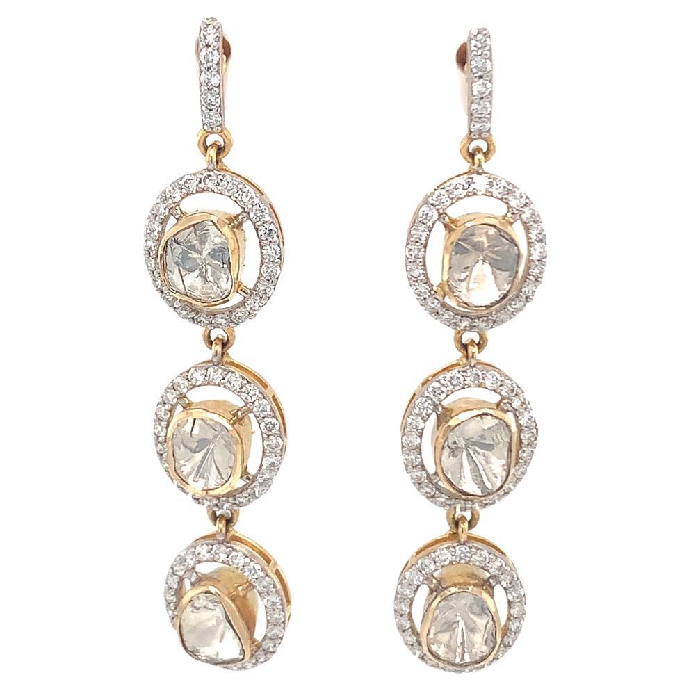 Natural 2.21 Carat diamond drop earring For Sale
