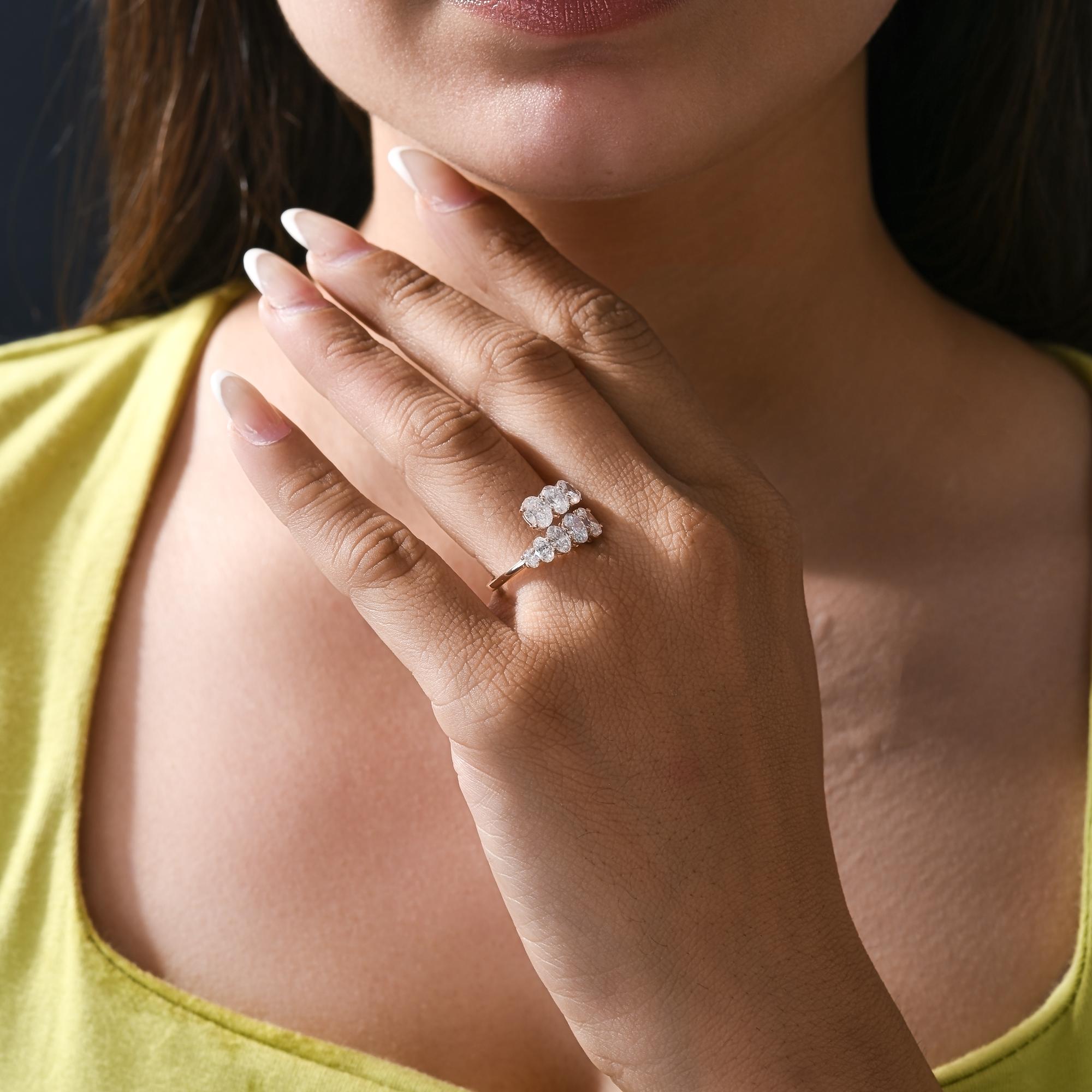 in vendita:  Anello con diamante ovale a fascia da 2,21 carati SI Clarity HI Color Oro rosa 9 carati 3