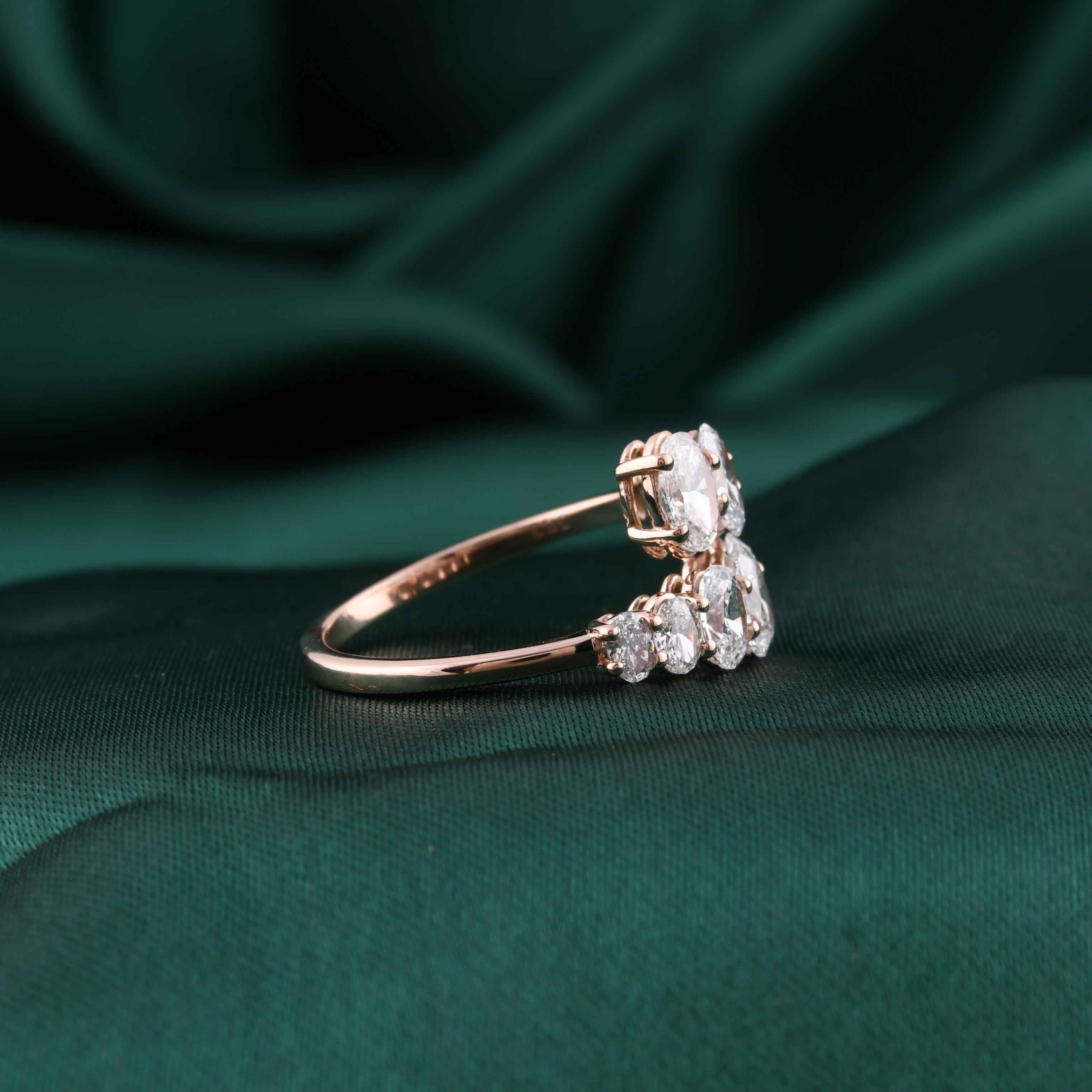 in vendita:  Anello con diamante ovale a fascia da 2,21 carati SI Clarity HI Color Oro rosa 9 carati 4