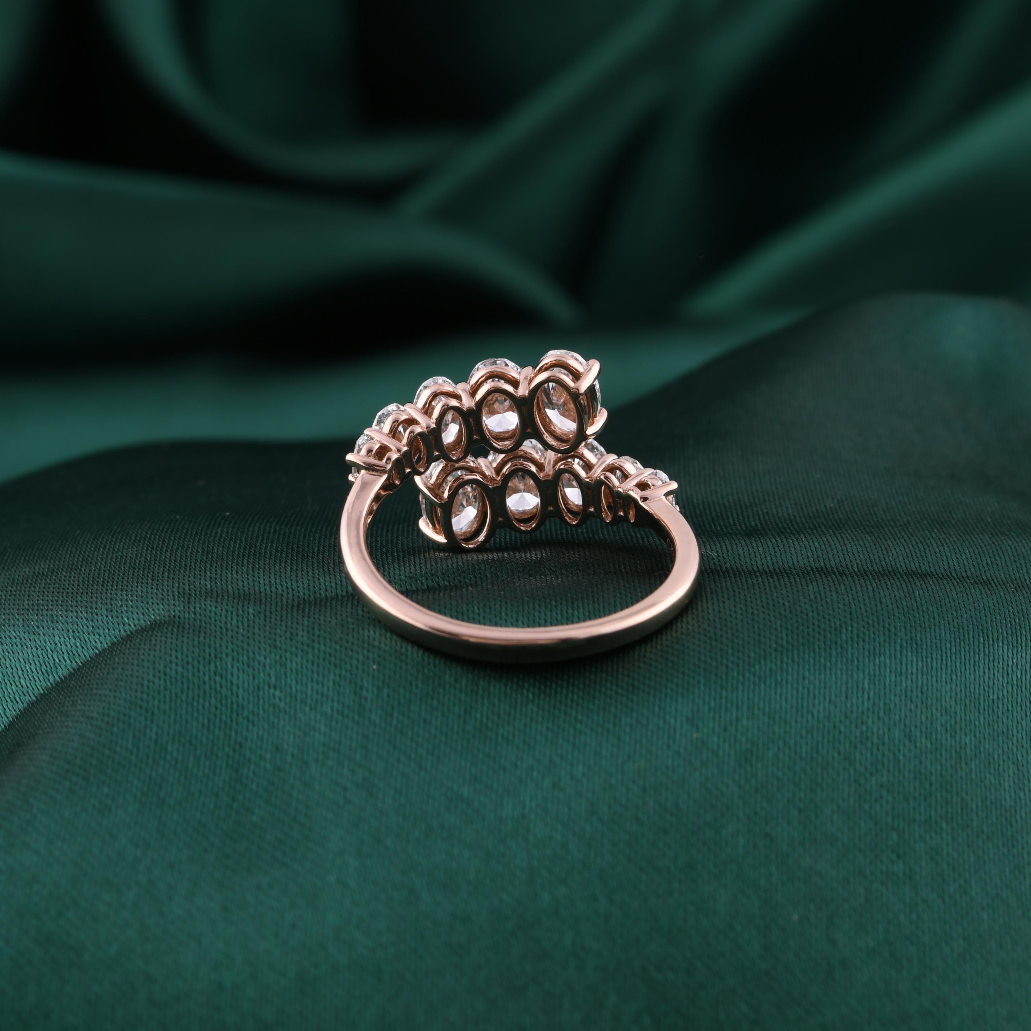 in vendita:  Anello con diamante ovale a fascia da 2,21 carati SI Clarity HI Color Oro rosa 9 carati 5