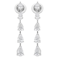 Natural 2.23 Carat Pear Diamond Dangle Earrings 14 Karat White Gold Fine Jewelry