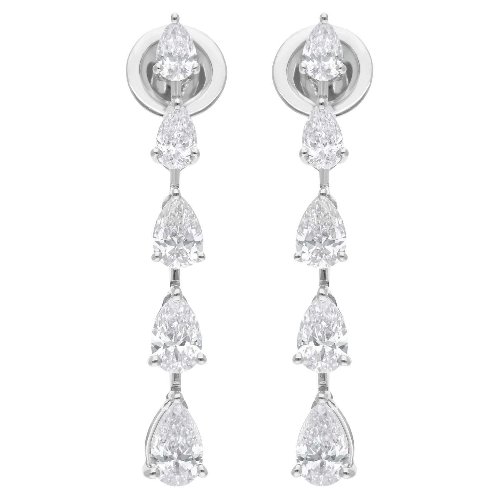 Orecchini pendenti con diamante naturale a pera da 2,23 carati in oro bianco 14 carati Gioielli di pregio