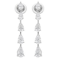 Pendants d'oreilles en or blanc 18 carats avec diamants poire naturels de 2,23 carats