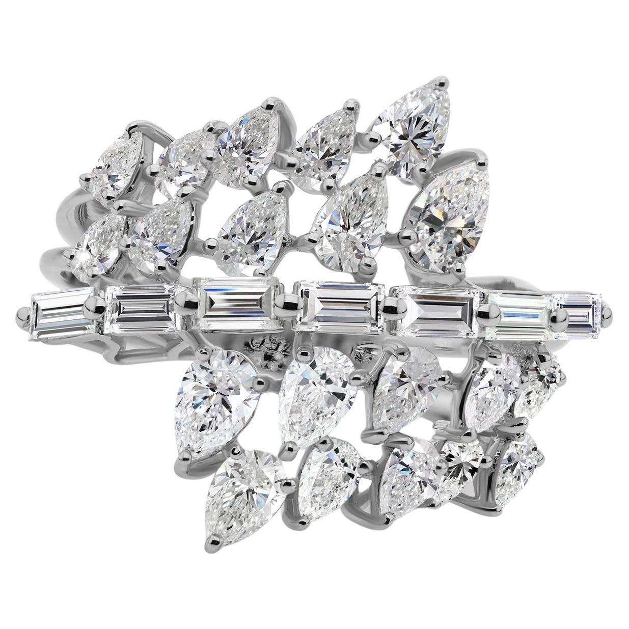 Natural 2.23 Carat SI/H Multi Shape Diamond Ring 14 Karat White Gold Jewelry