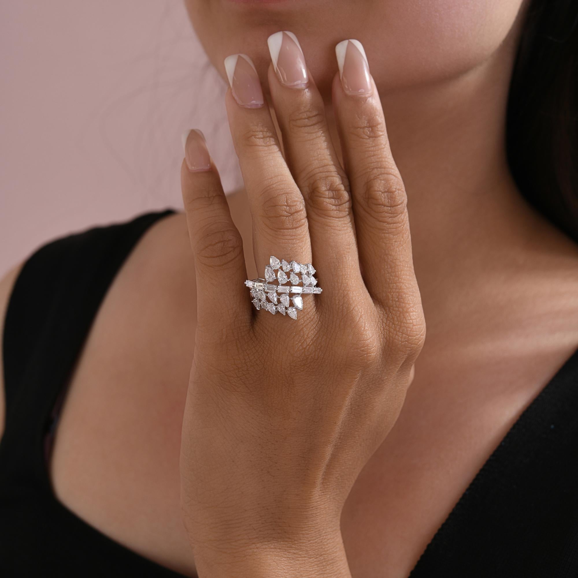 Im Angebot: Natürlicher 2,23 Karat SI/H Multi Shape Diamantring 18 Karat Weißgold Schmuck () 3