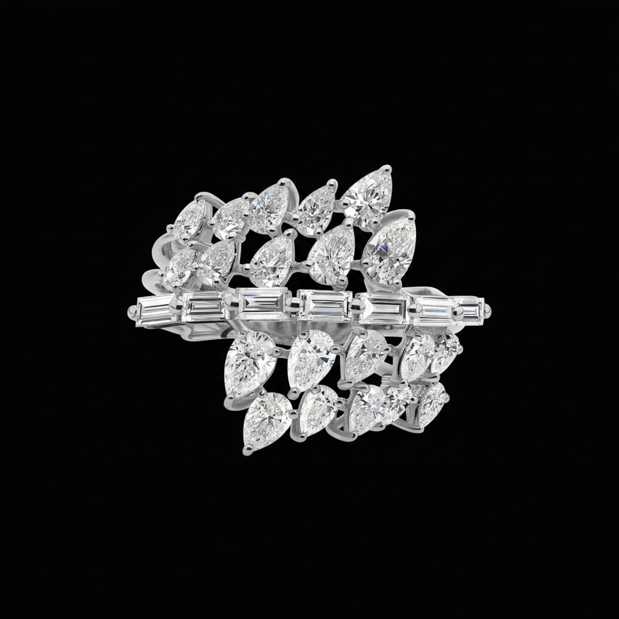 Im Angebot: Natürlicher 2,23 Karat SI/H Multi Shape Diamantring 18 Karat Weißgold Schmuck () 4