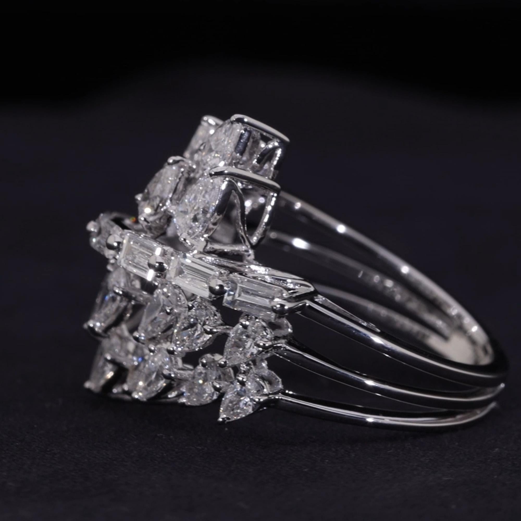 Im Angebot: Natürlicher 2,23 Karat SI/H Multi Shape Diamantring 18 Karat Weißgold Schmuck () 6