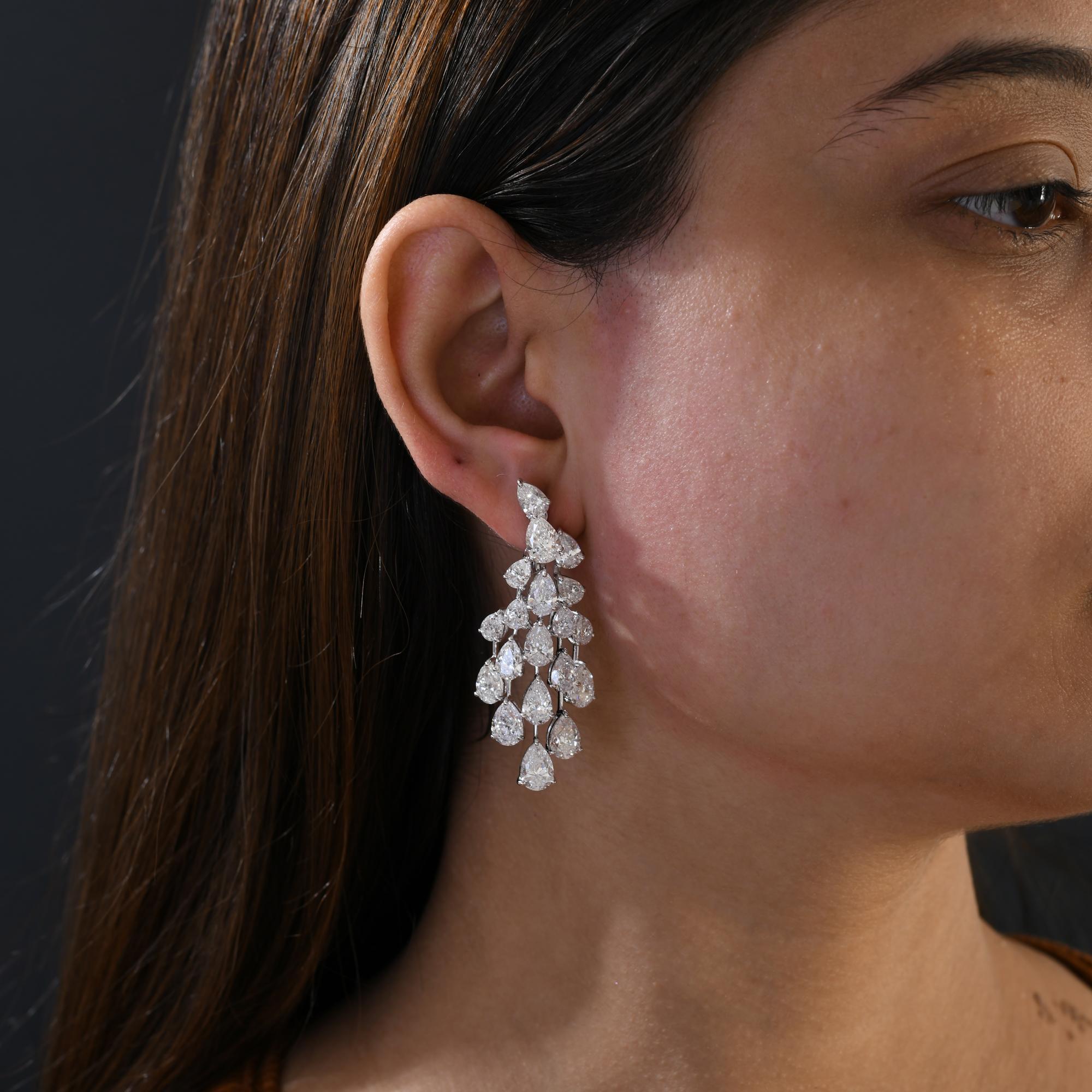 Natürliche 22,43 Karat SI Reinheit HI Farbe Diamant Ohrringe 18 Karat Weißgold (Moderne) im Angebot