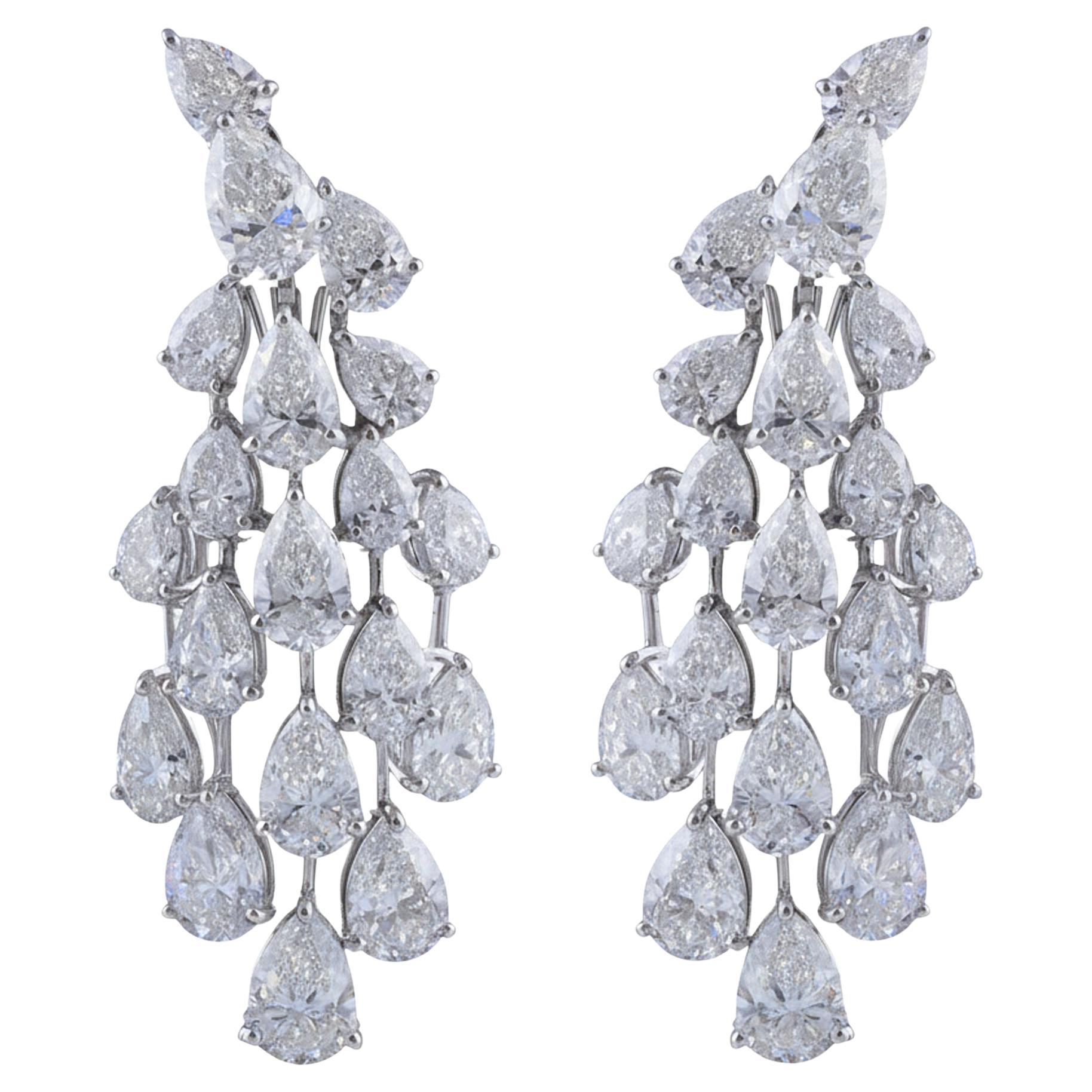 Boucles d'oreilles en diamant naturel 22.43 carats SI Clarity HI Color Or blanc 18 carats