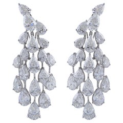 Boucles d'oreilles en diamant naturel 22.43 carats SI Clarity HI Color Or blanc 18 carats