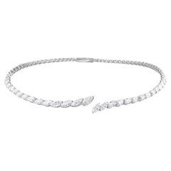 22,43 Ct. H SI Diamante talla brillante marquesa Oro blanco Collar gargantilla abierto