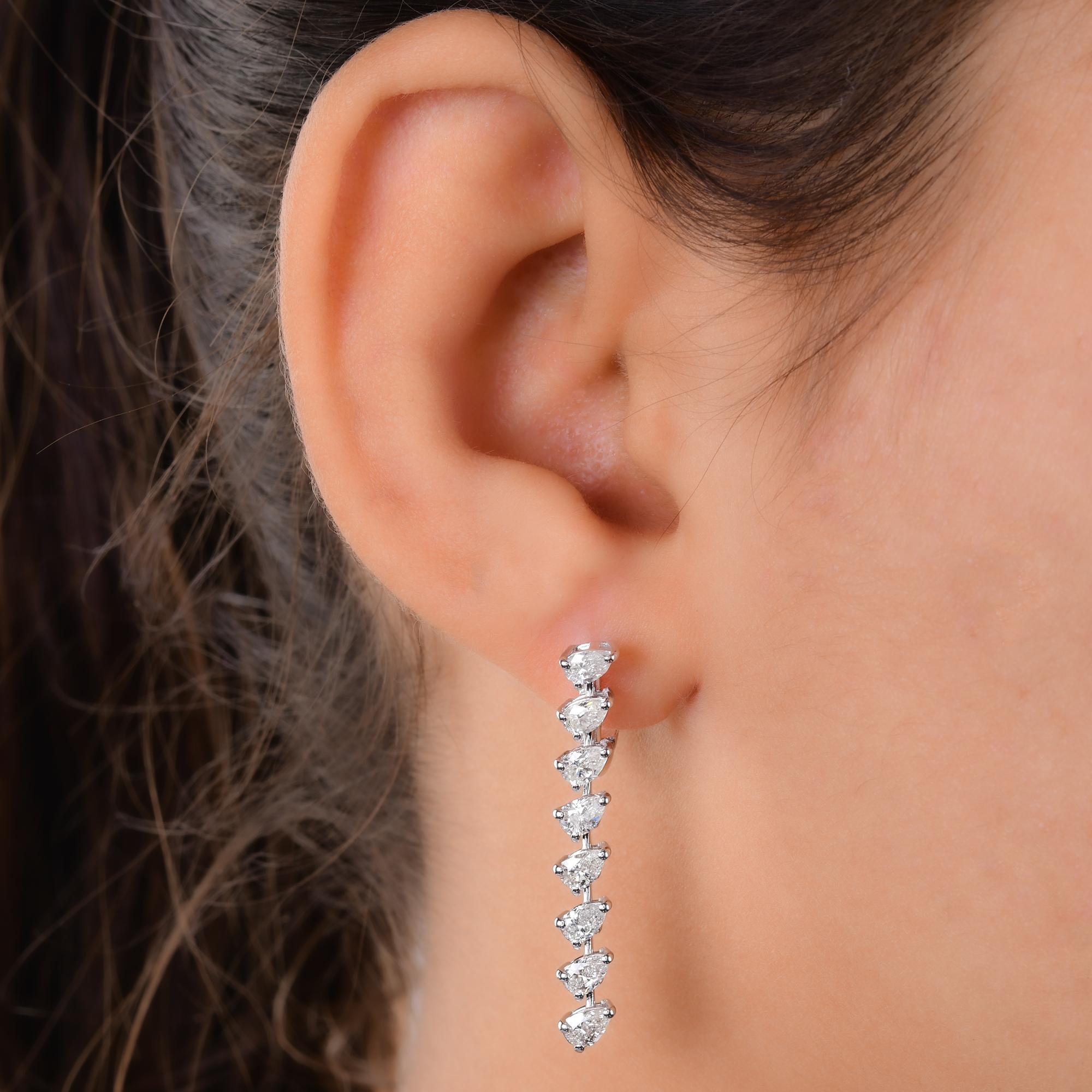 Modern Natural 2.25 Carat Pear Diamond Dangle Earrings 14 Karat White Gold Fine Jewelry For Sale