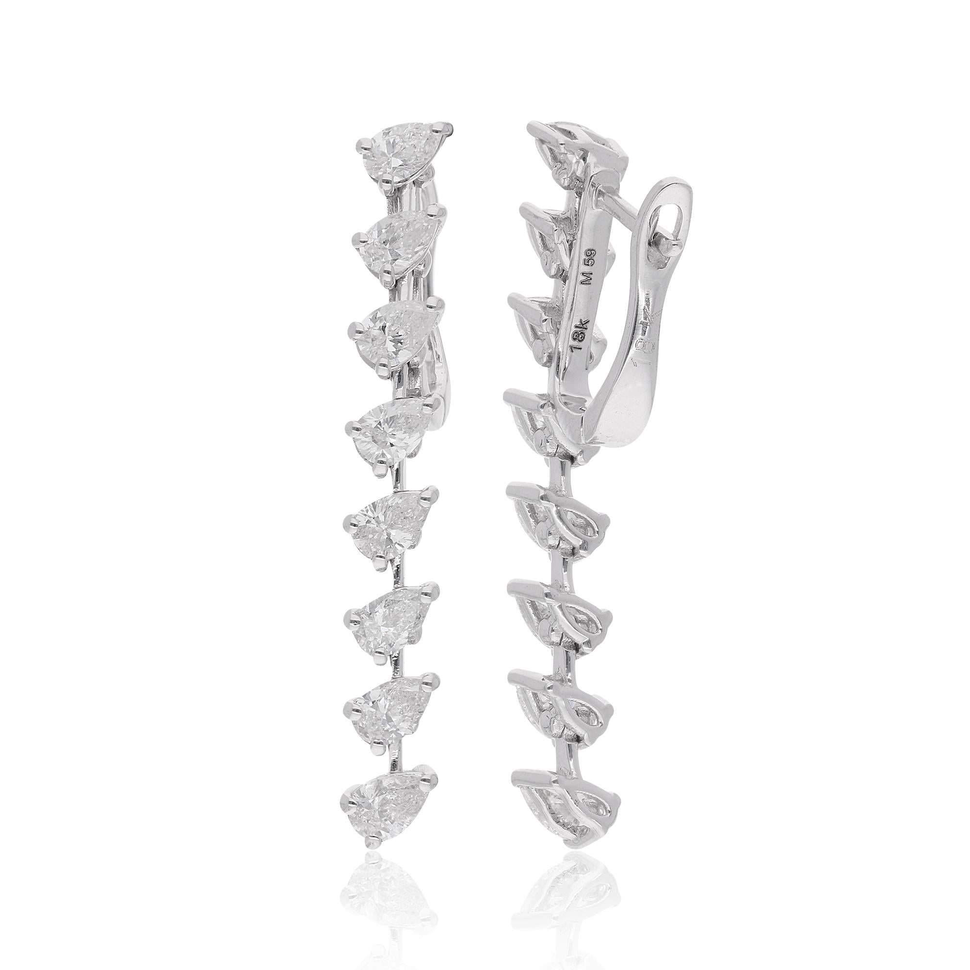 Natürliche 2,25 Karat Birne Diamant Birnenschliff Ohrringe 14 Karat Weißgold (Tropfenschliff) im Angebot