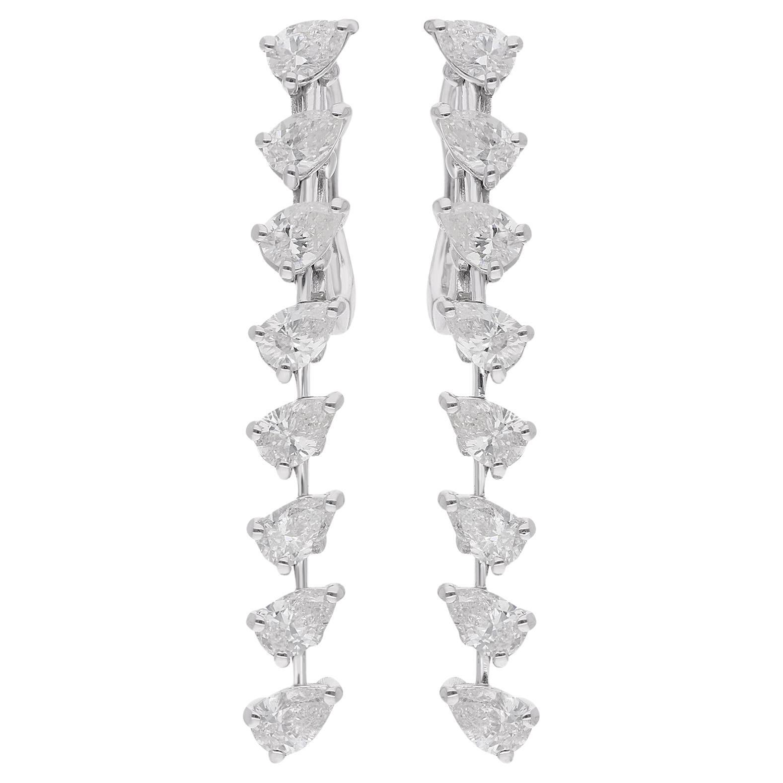 Pendientes de gota de diamante natural talla pera de 2,25 quilates y oro blanco de 18 quilates