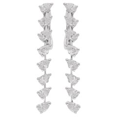 Natural 2.25 Carat Pear Diamond Pear Cut Drop Earrings 18 Karat White Gold