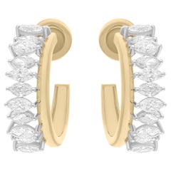 Natural 2.25 Carat SI/H Marquise Diamond Earrings 14 Karat White Yellow Gold