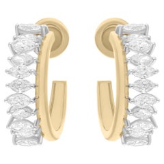 Orecchini con diamanti marquise naturali da 2,25 carati SI/H in oro giallo bianco 14 carati
