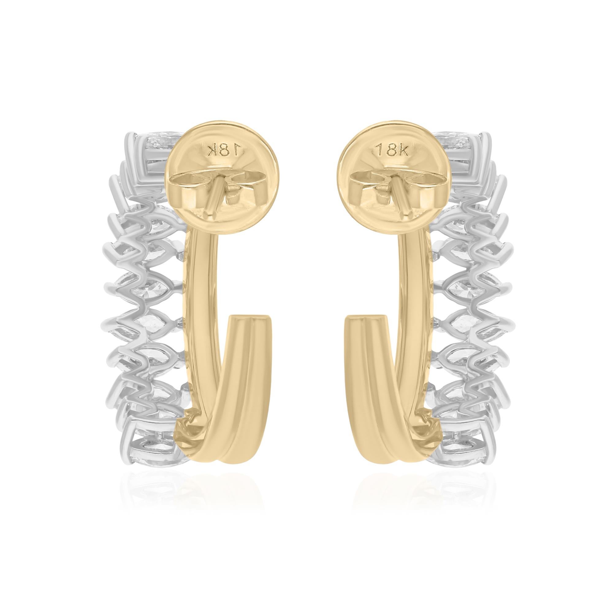 Natural 2.25 Carat SI/H Marquise Diamond Earrings 18 Karat White Yellow Gold In New Condition For Sale In Diera, Dubai