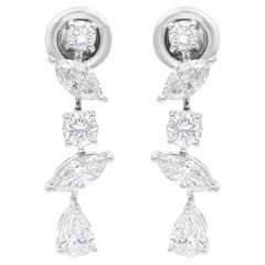 Orecchini pendenti con diamanti naturali a forma multipla da 2,25 carati SI/HI in oro bianco 14 carati