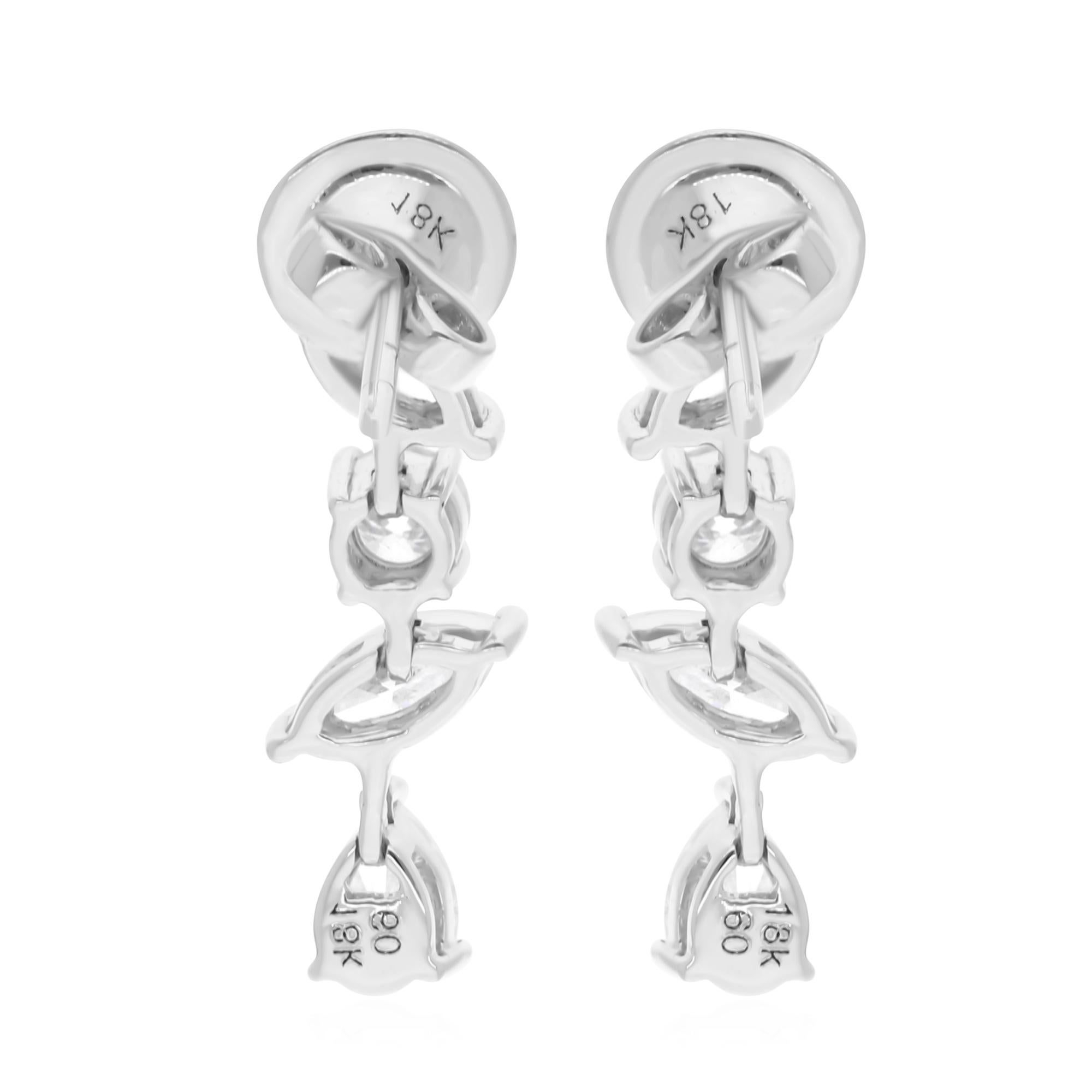 Moderno Orecchini pendenti con diamanti naturali a forma multipla da 2,25 carati SI/HI Oro bianco 18 carati in vendita