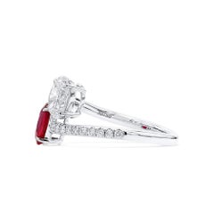 Natural 2.25 Ct. TW Oval-Cut Burmese Ruby & Diamond Ring, 18K White Gold