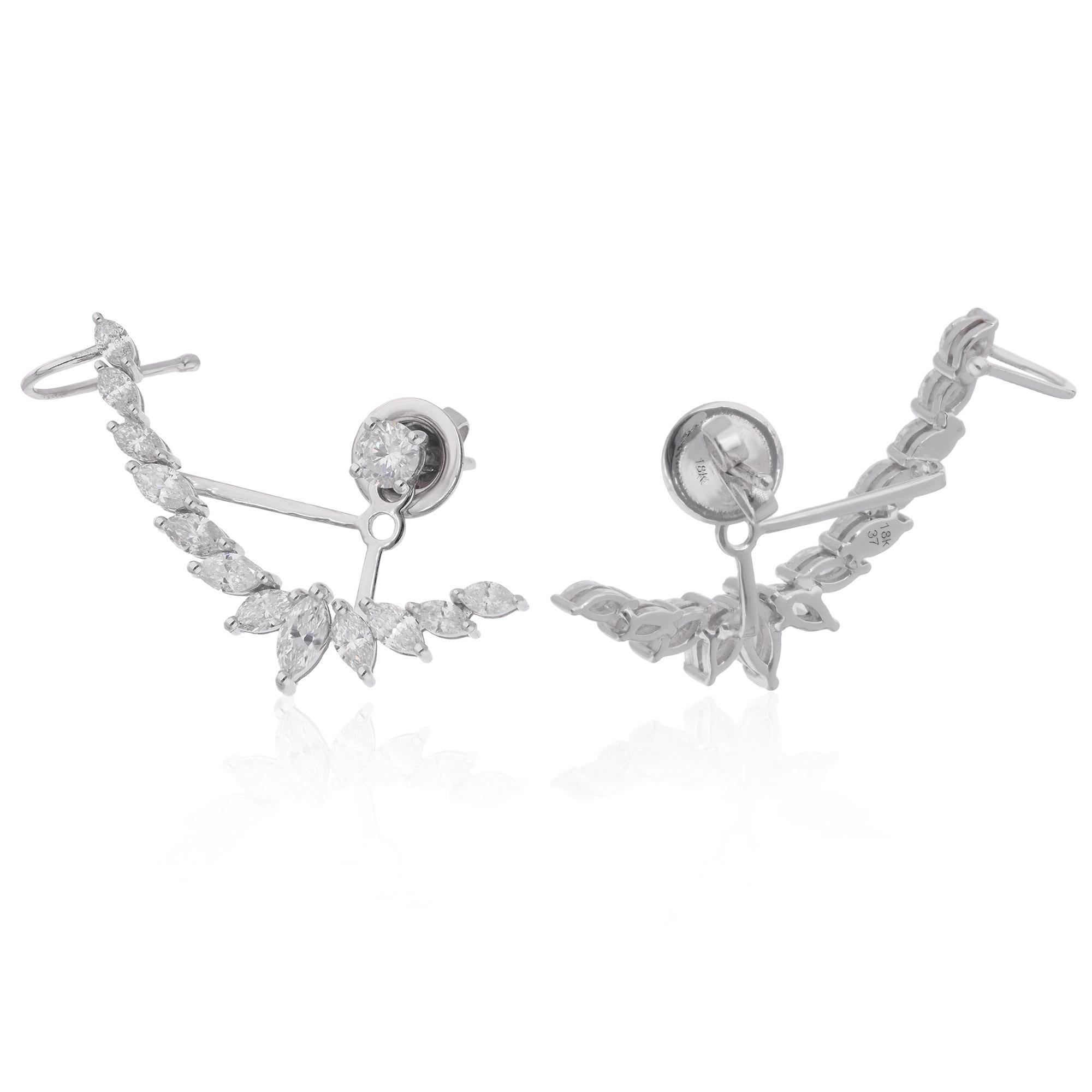 Indulge in the epitome of sophistication and elegance with these Natural 2.26 Carat Marquise & Round Diamond Jacket Earrings, meticulously crafted in 18 karat white gold. These exquisite earrings feature a captivating combination of marquise and