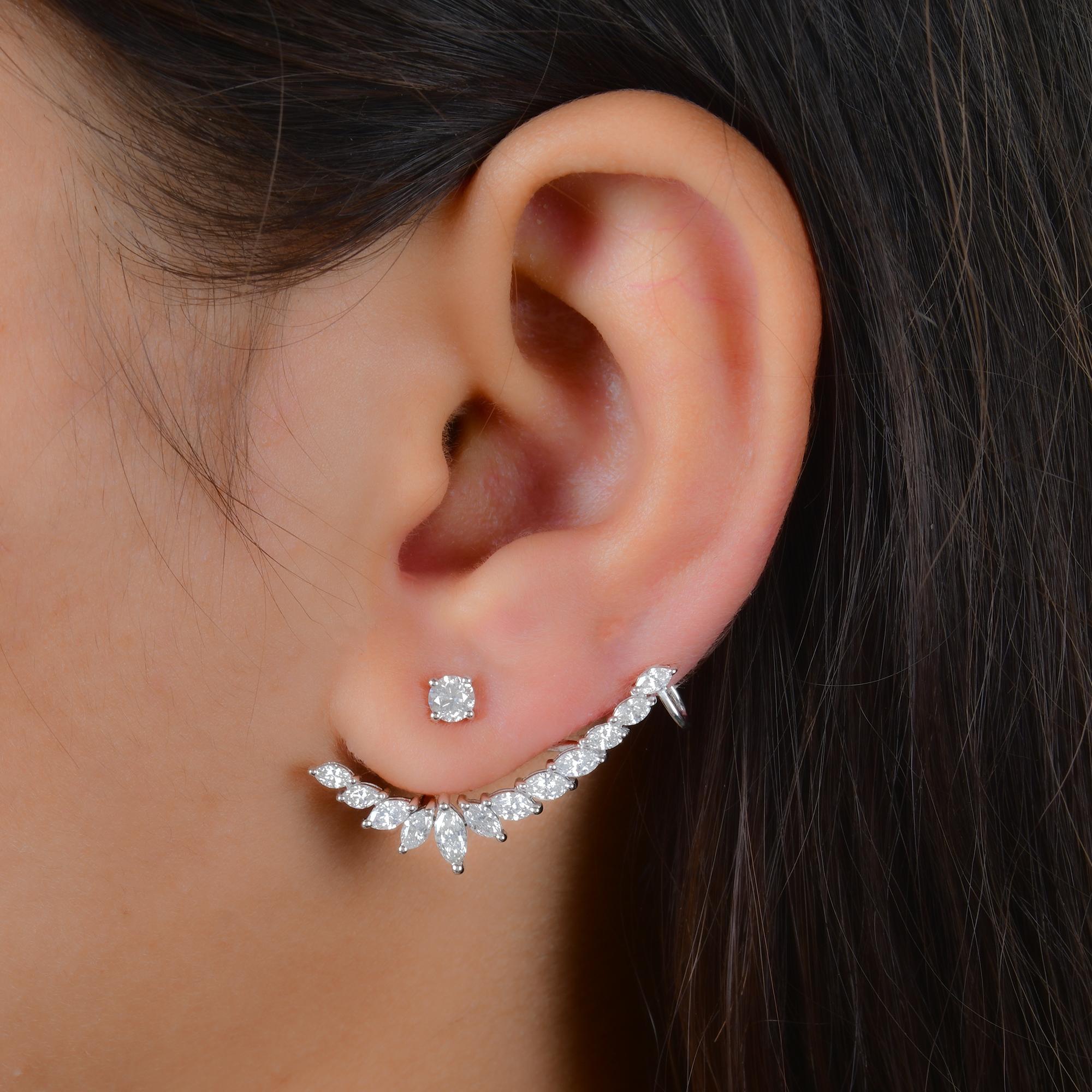 Indulge in the epitome of sophistication and elegance with these Natural 2.26 Carat Marquise 
Round Diamond Jacket Earrings, meticulously crafted in 18 karat white gold. These exquisite earrings feature a captivating combination of marquise and