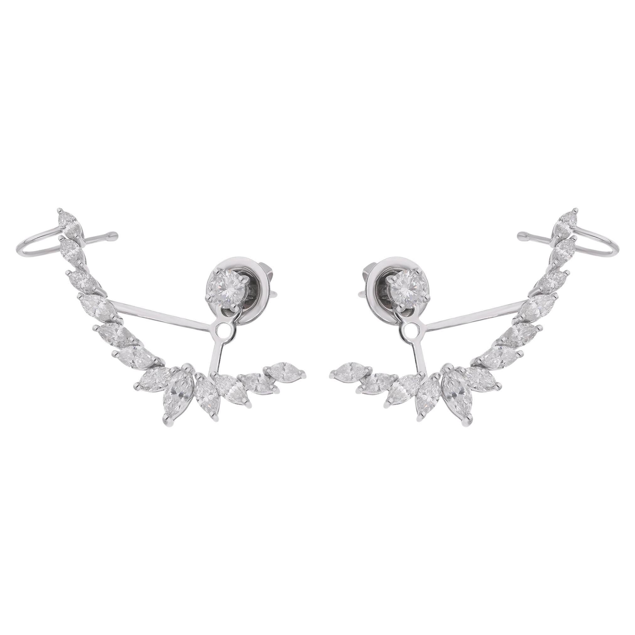 Natural 2.26 Carat Marquise
Round Diamond Jacket Earrings 18 Karat White Gold