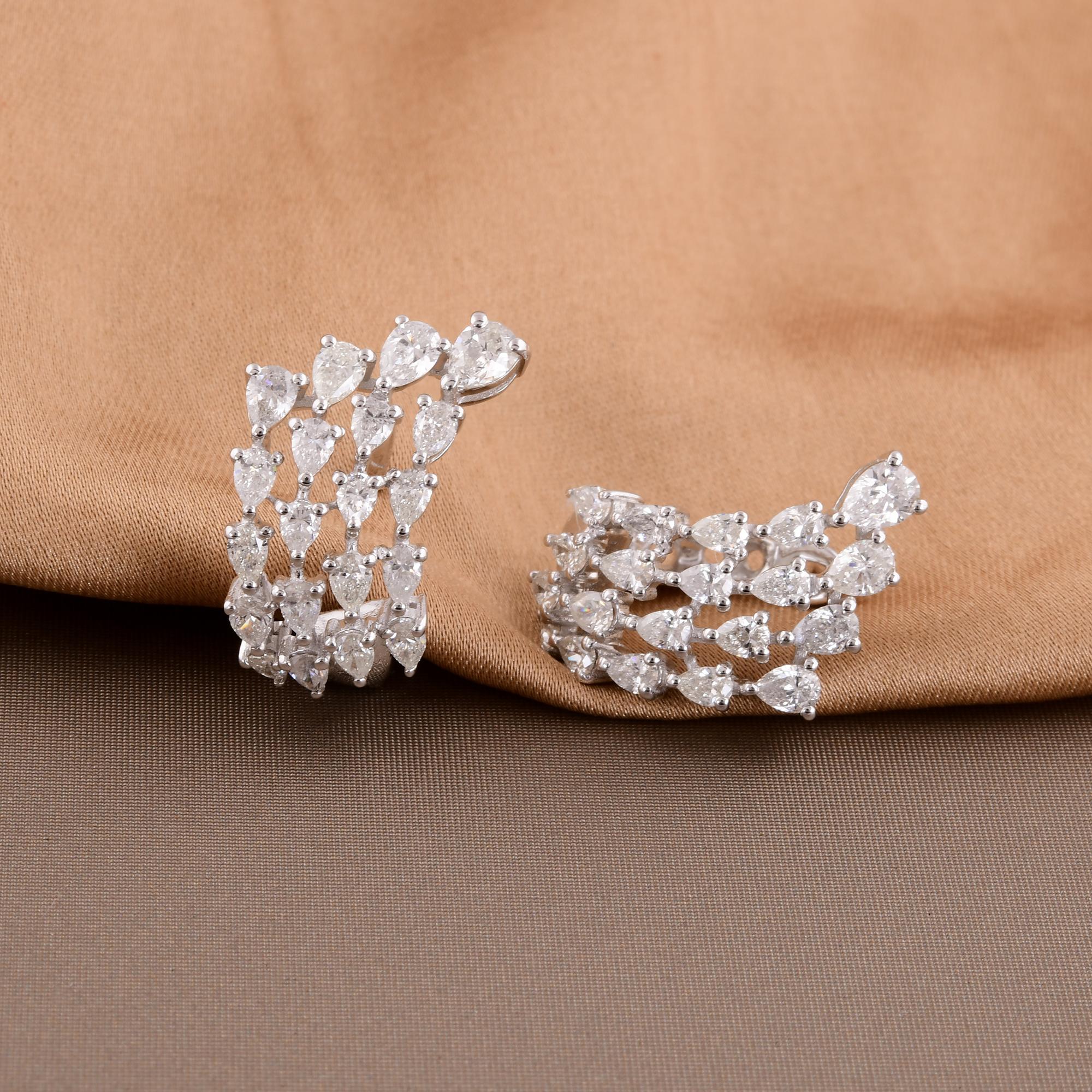 Taille poire Boucles d'oreilles à levier en or blanc 14 carats avec diamants naturels en forme de poire de 2,26 carats en vente