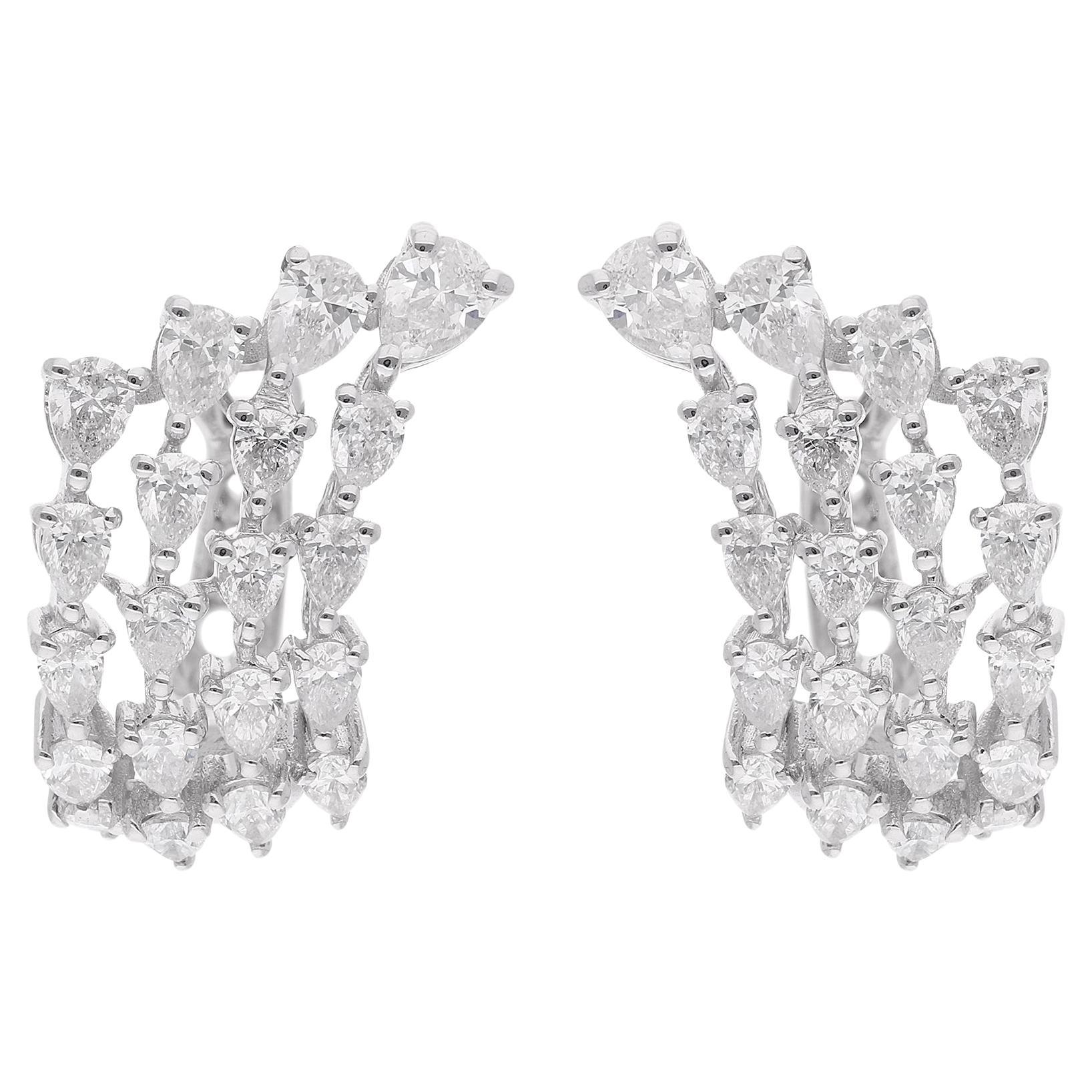 Natural 2.26 Carat Pear Shape Diamond Lever Back Earrings 14 Karat White Gold