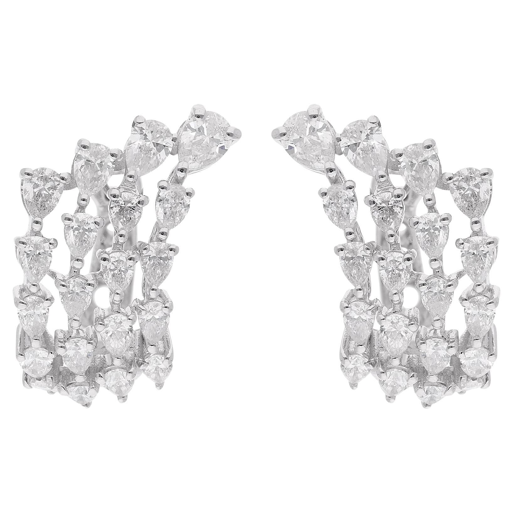 Boucles d
oreilles à levier en or blanc 14 carats avec diamants naturels en forme de poire de 2,26 carats