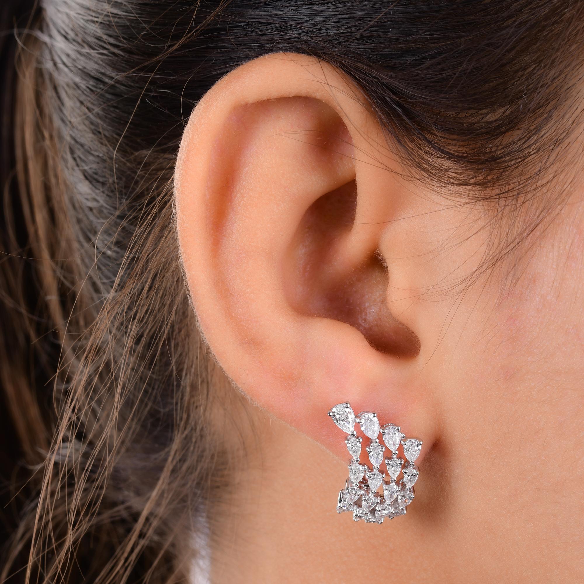 Women's Natural 2.26 Carat Pear Shape Diamond Lever Back Earrings 18 Karat White Gold For Sale