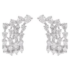 Natural 2.26 Carat Pear Shape Diamond Lever Back Earrings 18 Karat White Gold
