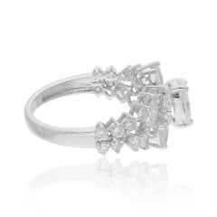 Anello Promessa con diamante ovale e pera da 2,27 carati naturali in oro bianco 18 carati