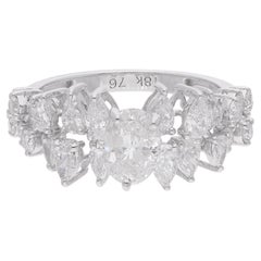 Promise-Ring aus 18 Karat Weißgold mit natürlichem 2,27 Karat ovalem und birnenförmigem Diamant