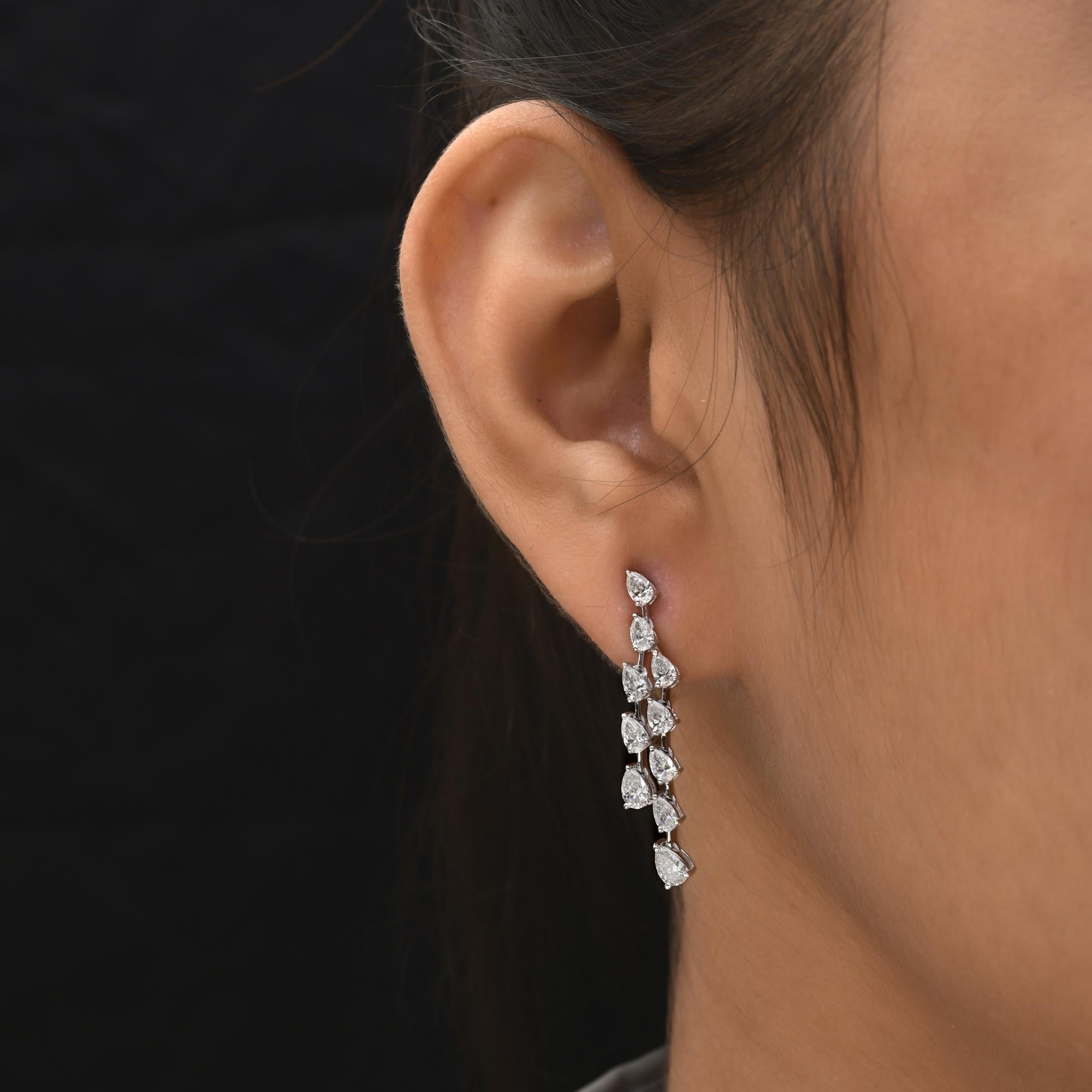 Taille poire Boucles d'oreilles en or blanc 14 carats avec diamants naturels en forme de poire de 2,27 carats SI/H en vente