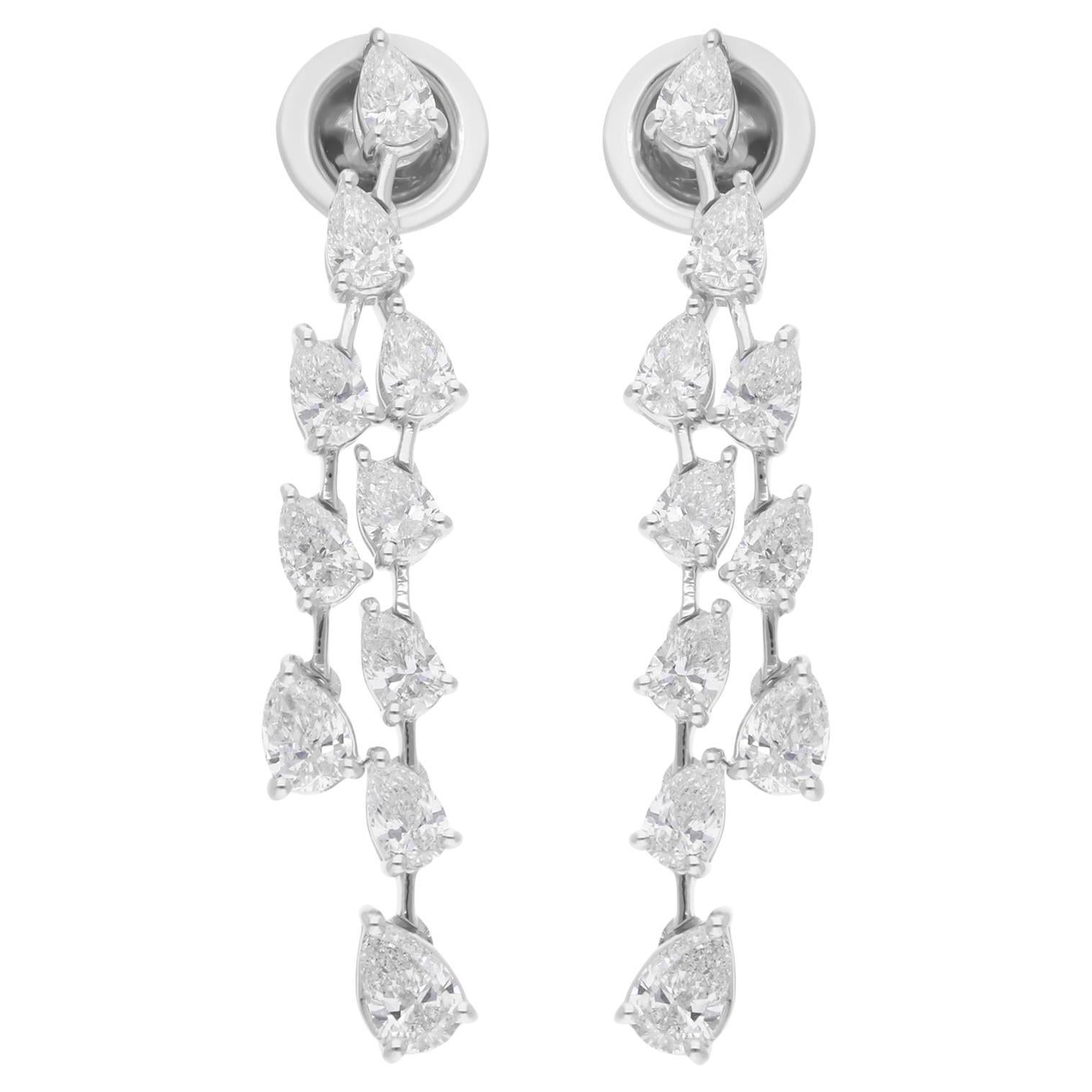 Natural 2.27 Carat SI/H Pear Shape Diamond Earrings 14 Karat White Gold Jewelry