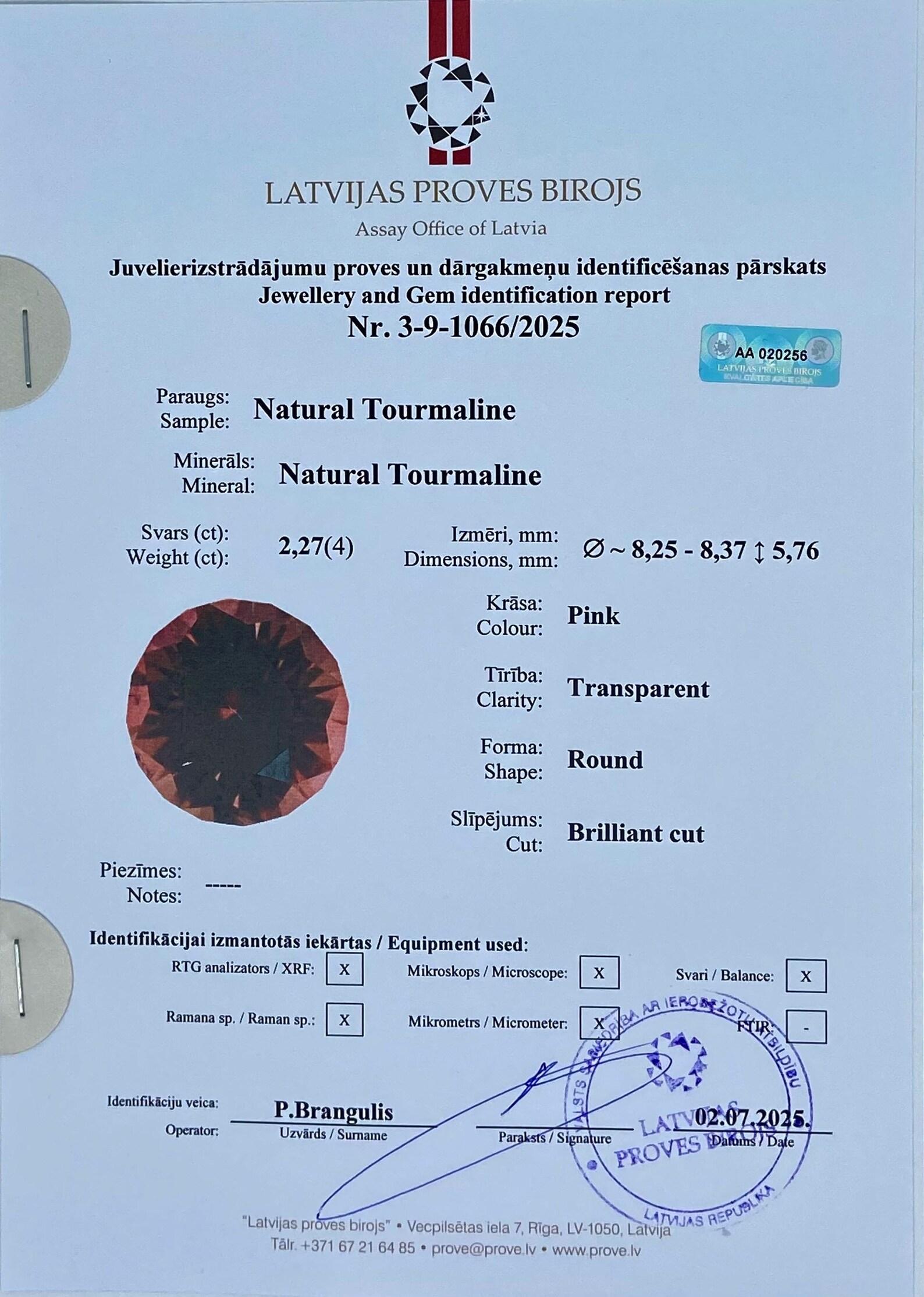 Nature 2,27 Ct. Tormalina Gemma sfusa, Taglio Brilliante, Nigeria, Certificato in vendita 5