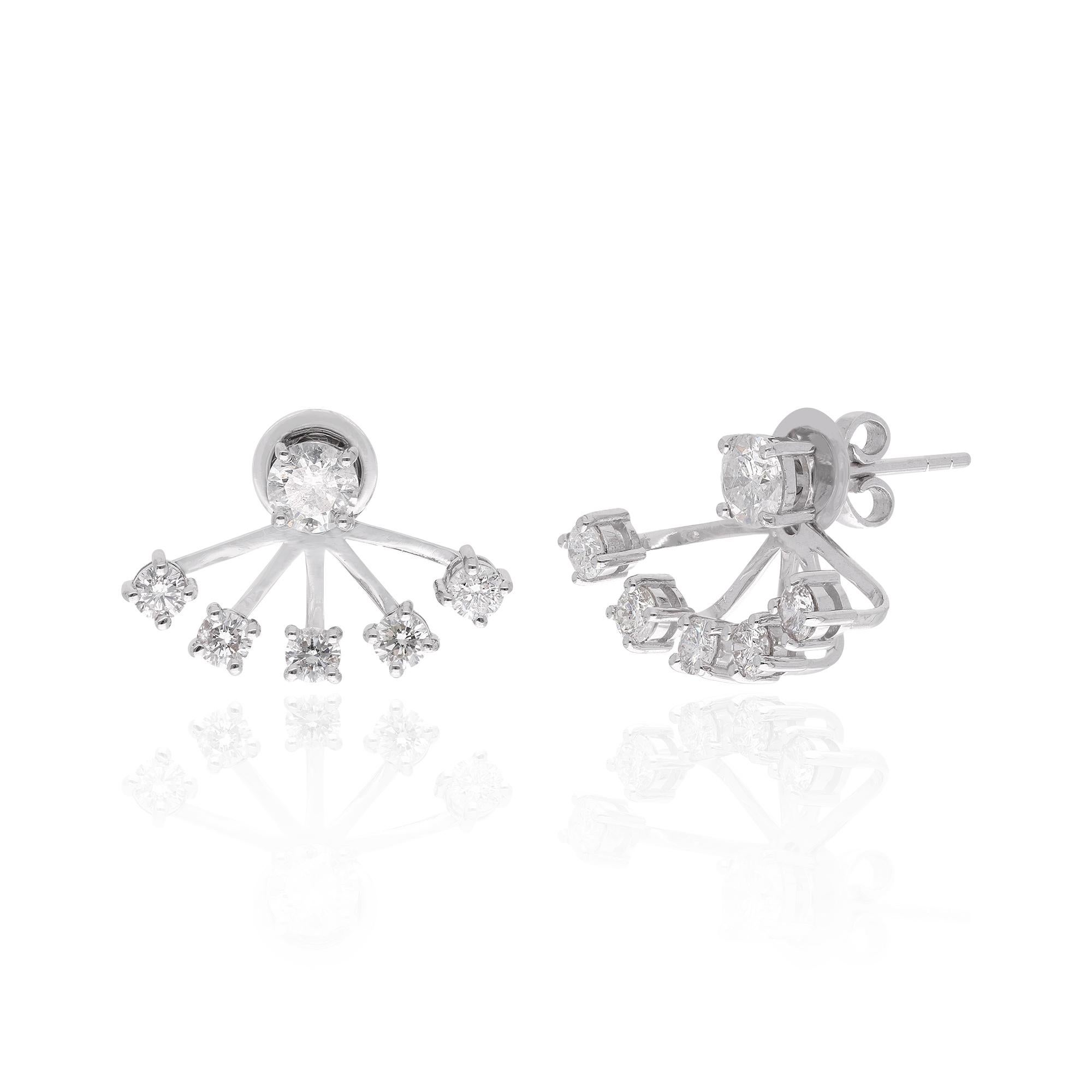 It appears you're describing a pair of jacket earrings made from 14 karat white gold, featuring natural diamonds with a total weight of 2.28 carats. These earrings are also characterized as handmade jewelry, which suggests a high level of
