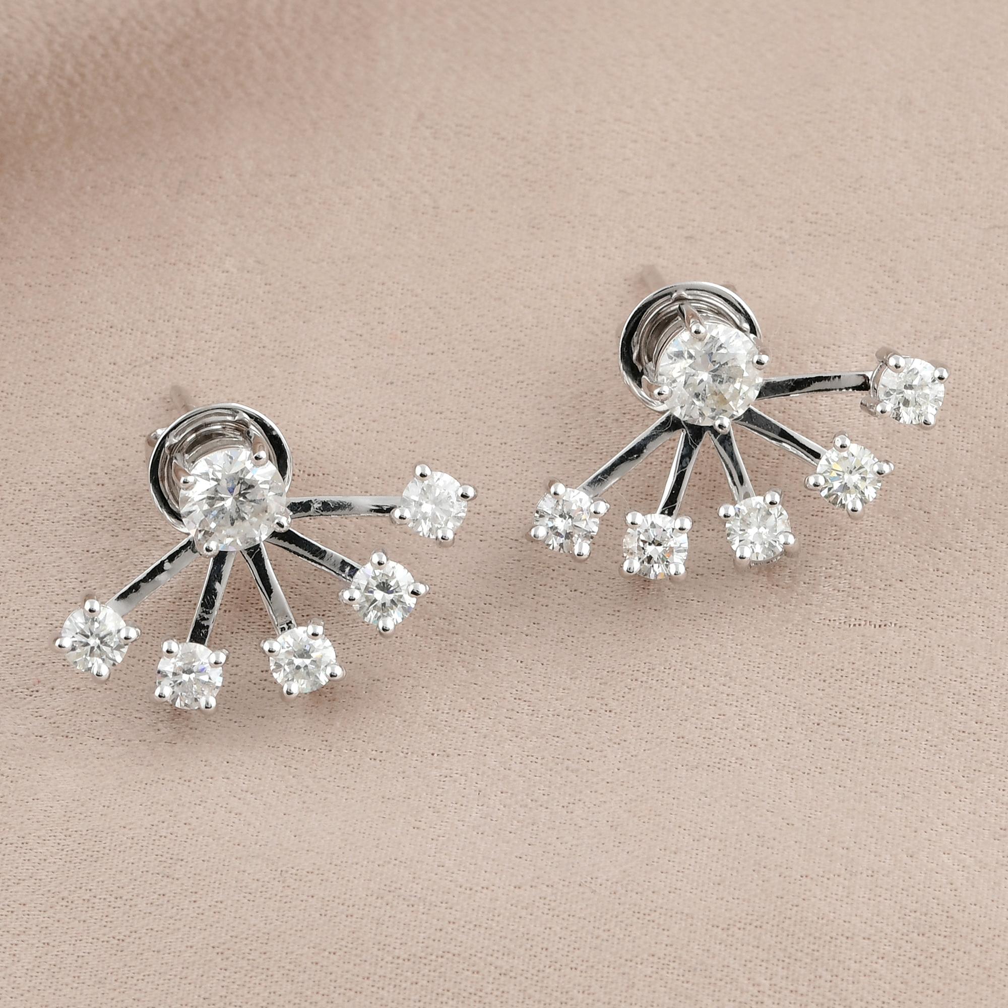Modern Natural 2.28 Carat Diamond Jacket Earrings 14 Karat White Gold Handmade Jewelry For Sale