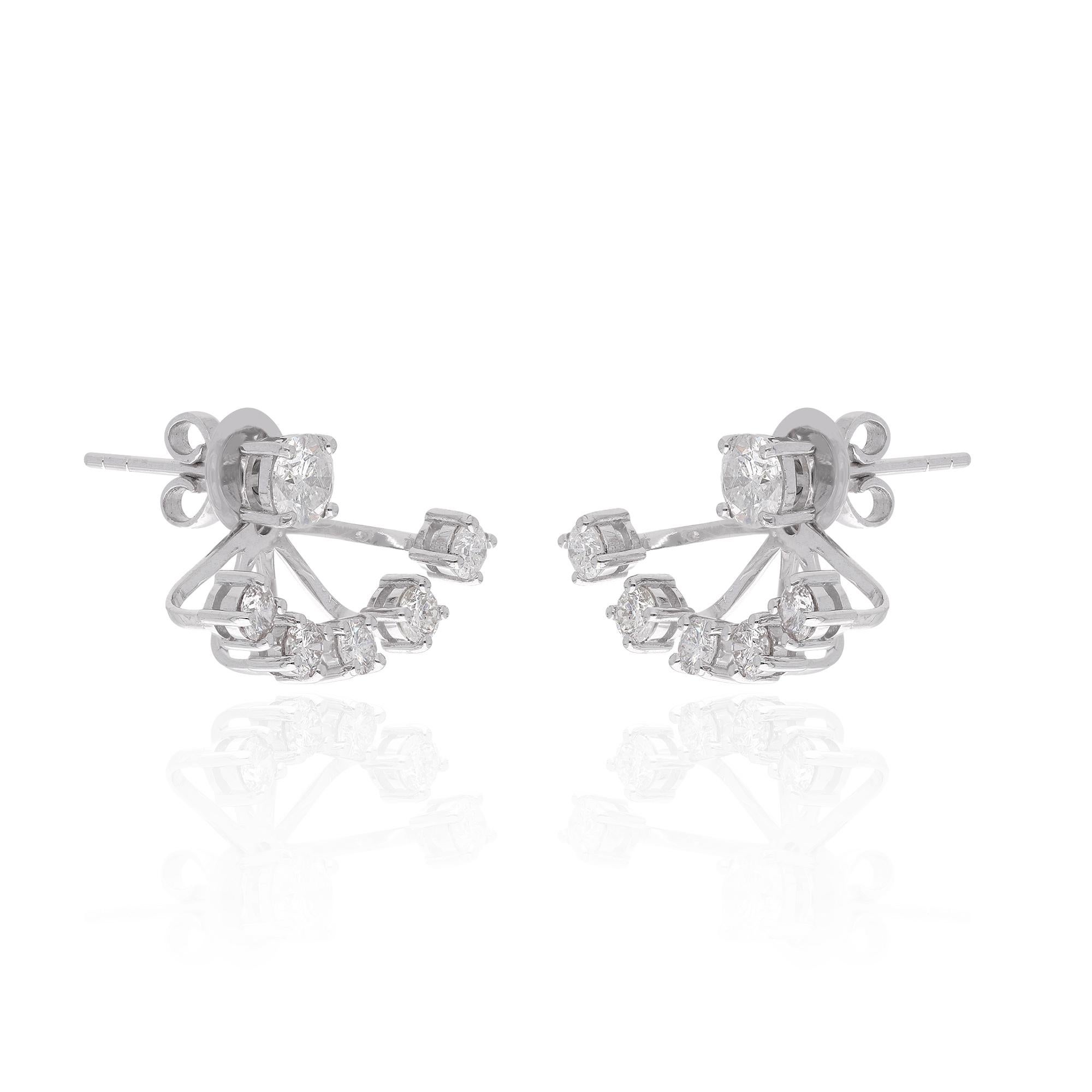 Natural 2.28 Carat Diamond Jacket Earrings 14 Karat White Gold Handmade Jewelry In New Condition For Sale In Diera, Dubai