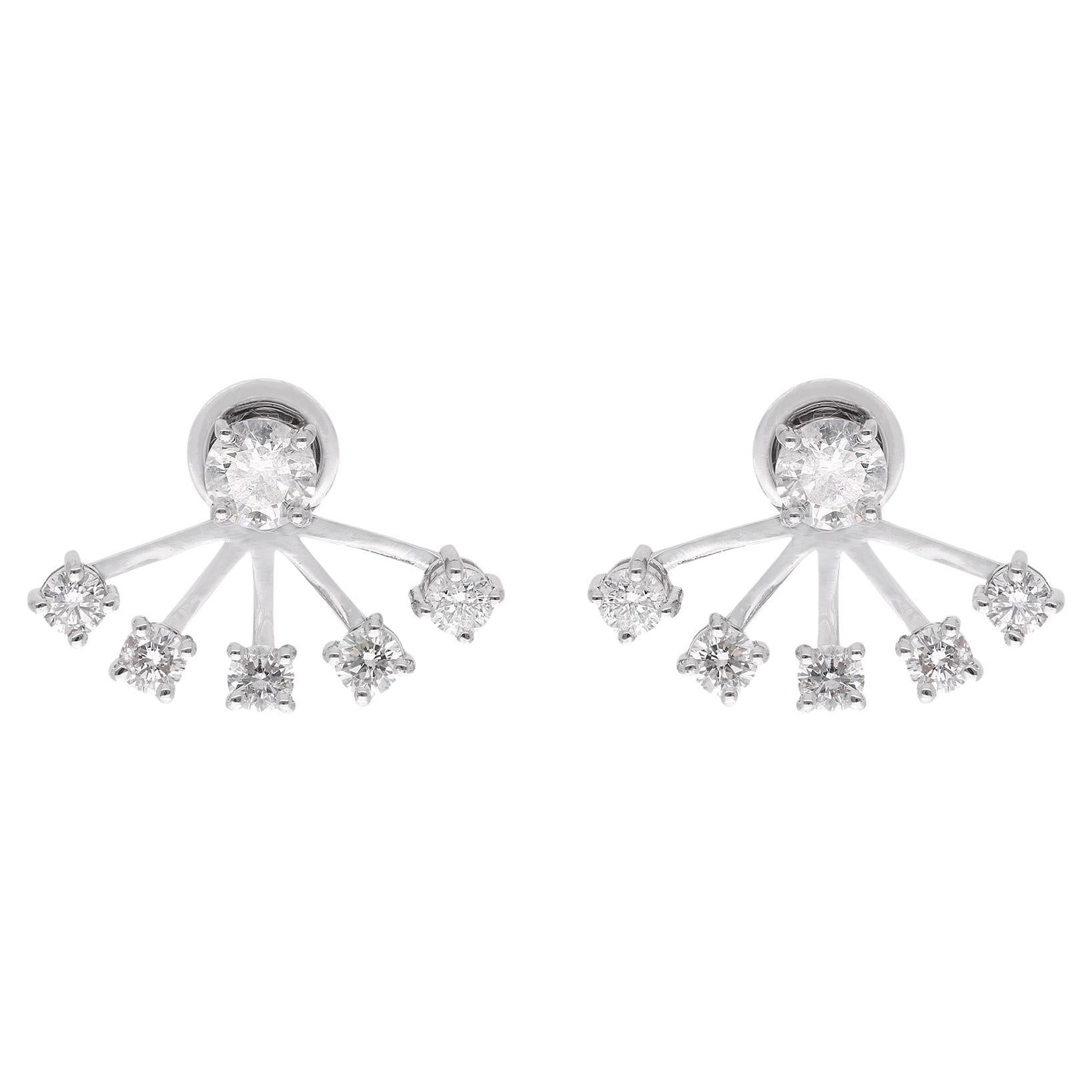 Natural 2.28 Carat Diamond Jacket Earrings 18 Karat White Gold Handmade Jewelry For Sale
