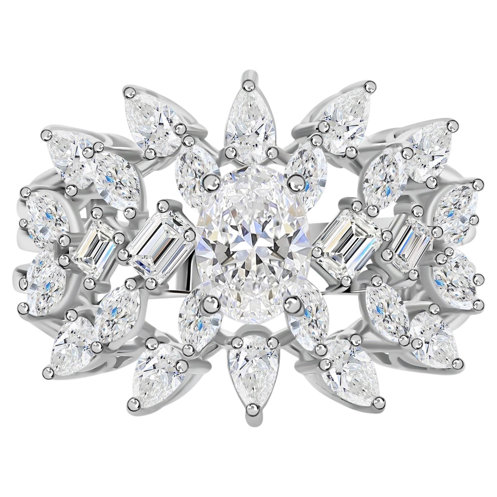 Natural 2.28 Carat SI Clarity HI Color Diamond Ring 18 Karat White Gold Jewelry