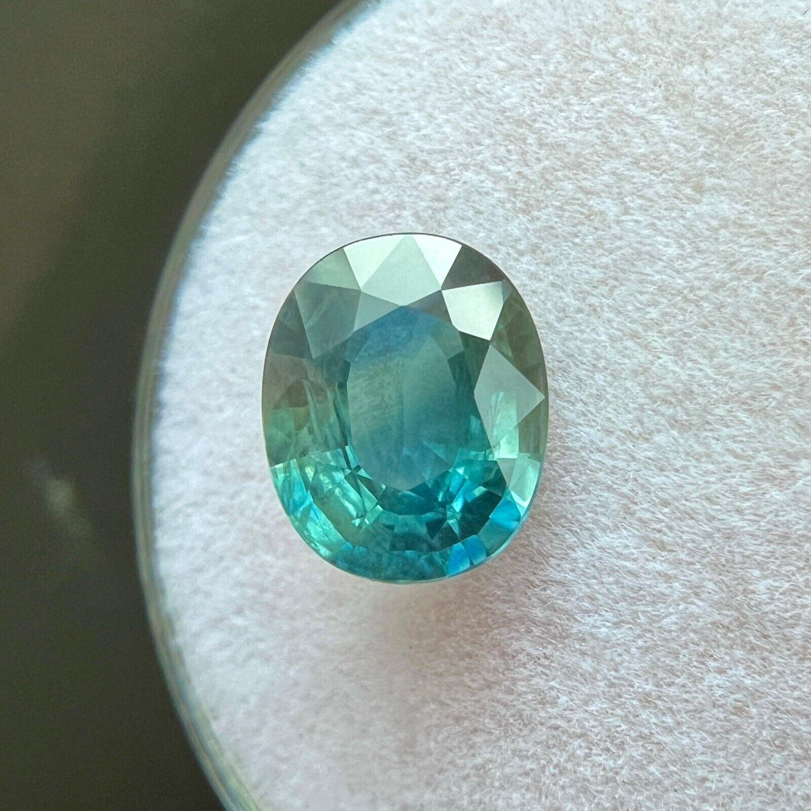 Zafiro verde azul vivo natural de 2,29 ct Piedra preciosa suelta ovalada 9x7,2 mm Corte oval en venta