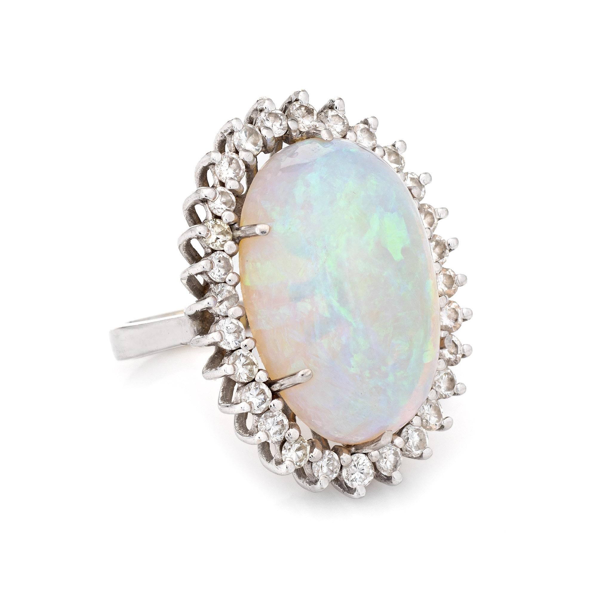 14k white gold opal ring
