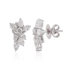 Natürliche 2,3 Karat SI/H Multi Brillantschliff Diamant-Cluster-Ohrringe aus Weißgold